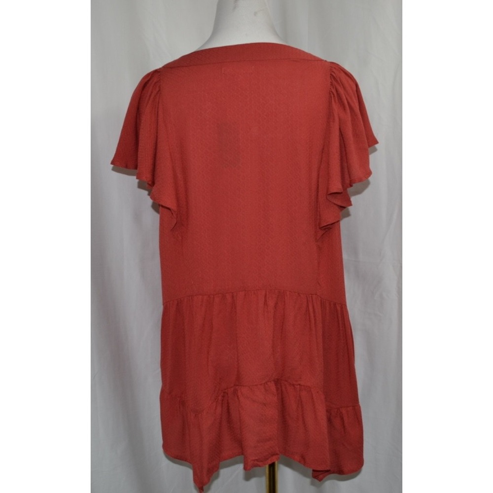 Maurices Womens Top XL Orange Terracota Short Sleeve Blouse - Picture 3 of 8